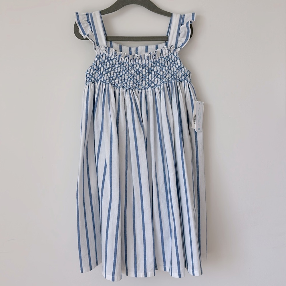 Brand New w Tags! EDGEHILL COLLECTION Girls Smocked Blue Stripe Empire Dress 5